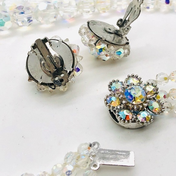 Vintage Deco GORGEOUS Aurora Borealis Rhinestone Necklace Earrings - Picture 13 of 15